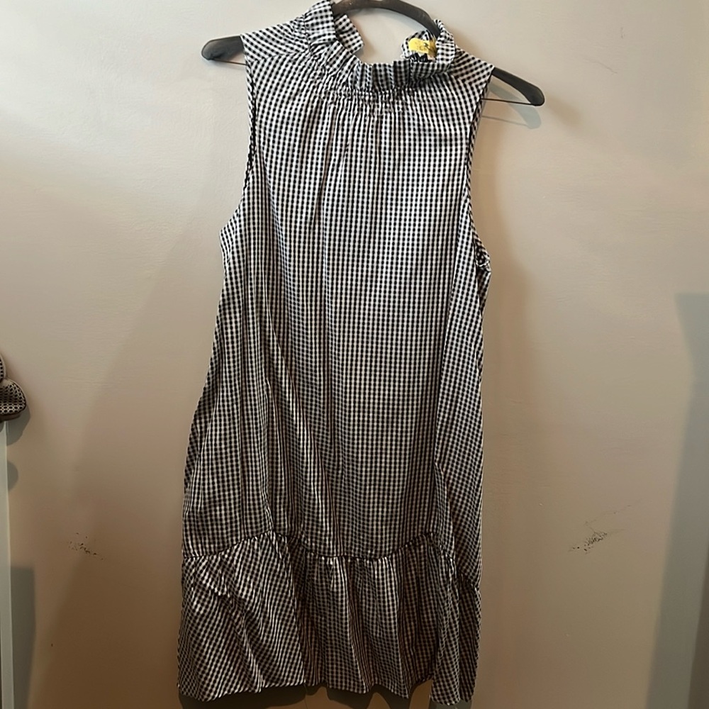 Black and white mini check dress